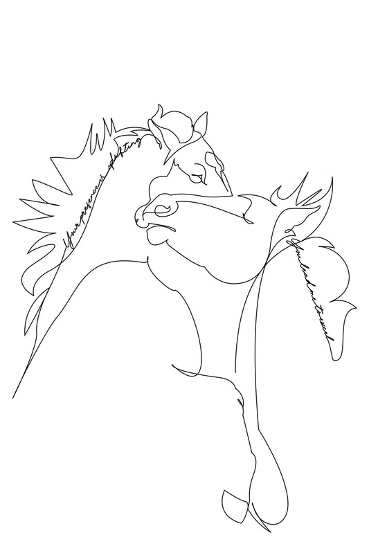 One-line drawing de chevaux - amitié et motivation | Bro culture par Leslie Mahler