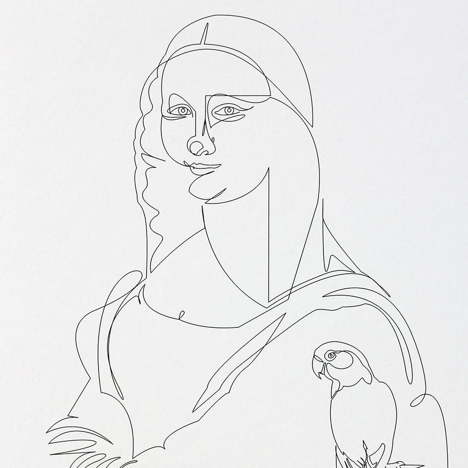 Détail d' "Inséparables" une interprétation de la relation fusionnelle entre un artiste et son modèle par Cosette et les lys, d'après la Joconde de Léonard de Vinci.