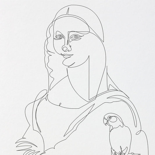 Détail d' "Inséparables" une interprétation de la relation fusionnelle entre un artiste et son modèle par Cosette et les lys, d'après la Joconde de Léonard de Vinci.